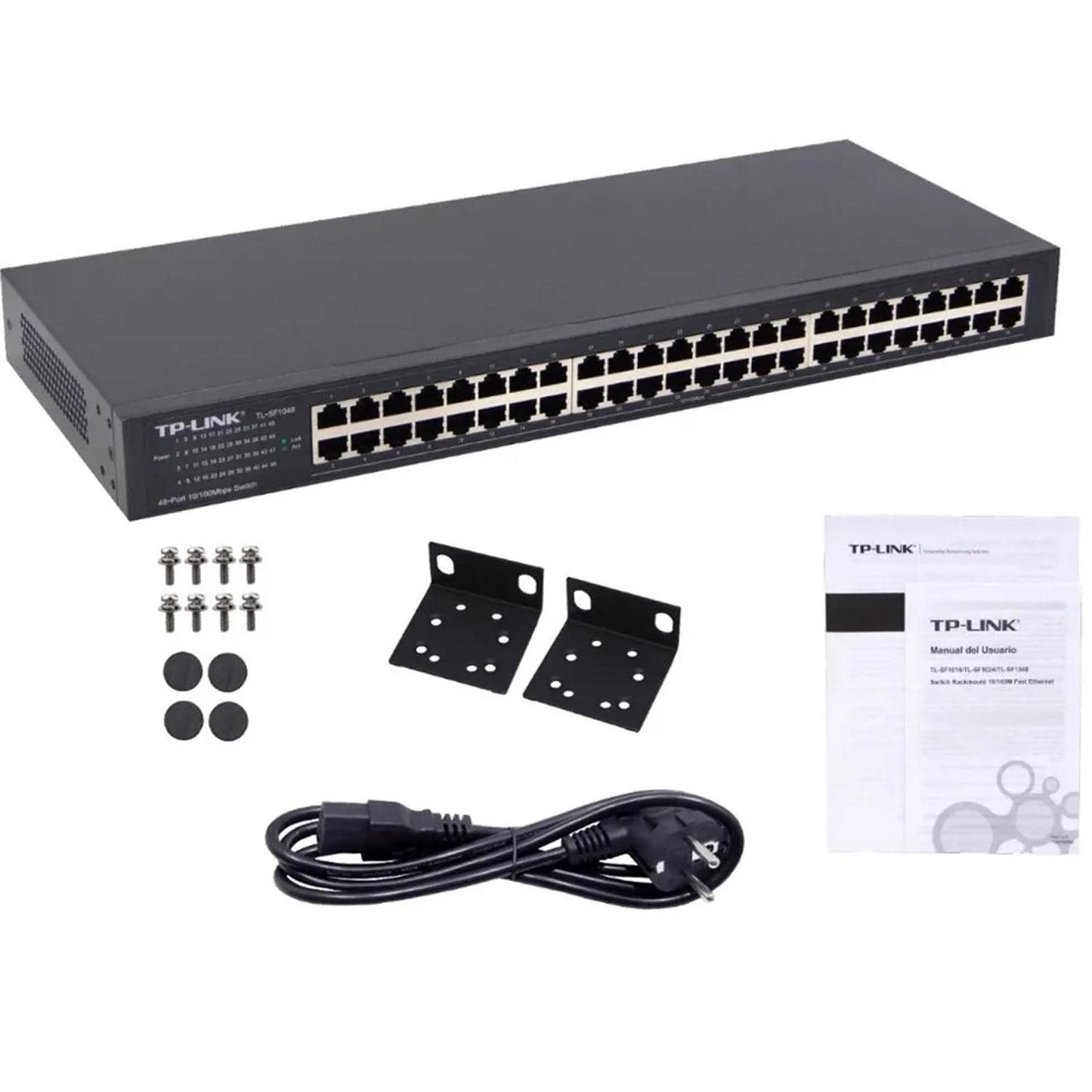 TP-Link 48 Port 10/100Mbps Fast Ethernet Switch, Plug and Play, Rackmount, Sturdy Metal w/Shielded Ports, Fanless, Unmanaged (TL-SF1048)