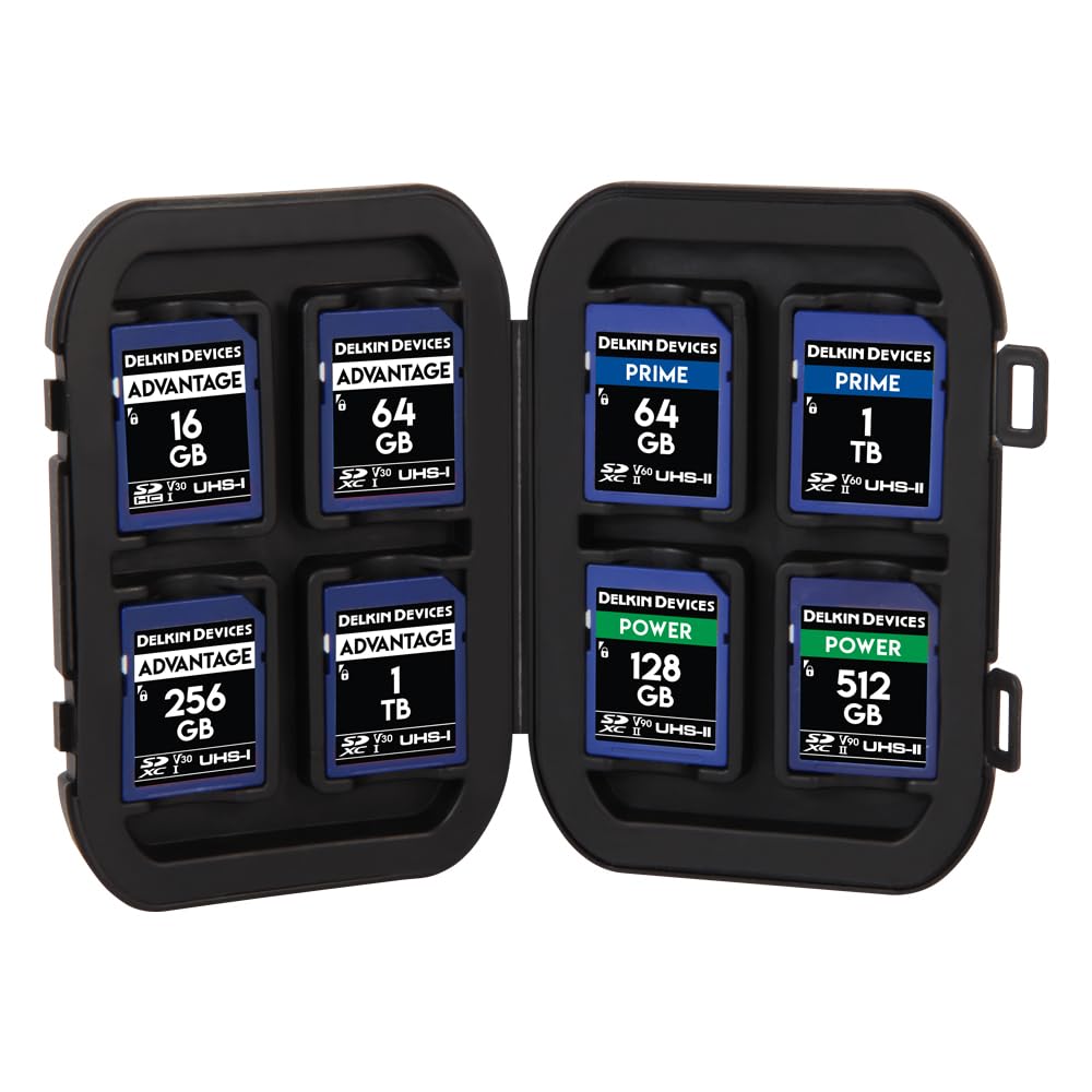 Delkin Devices SD Card Holders Tote - Weather Resistant, Crushproof Case for Up to 8 SD Cards (DDACC-SD8)