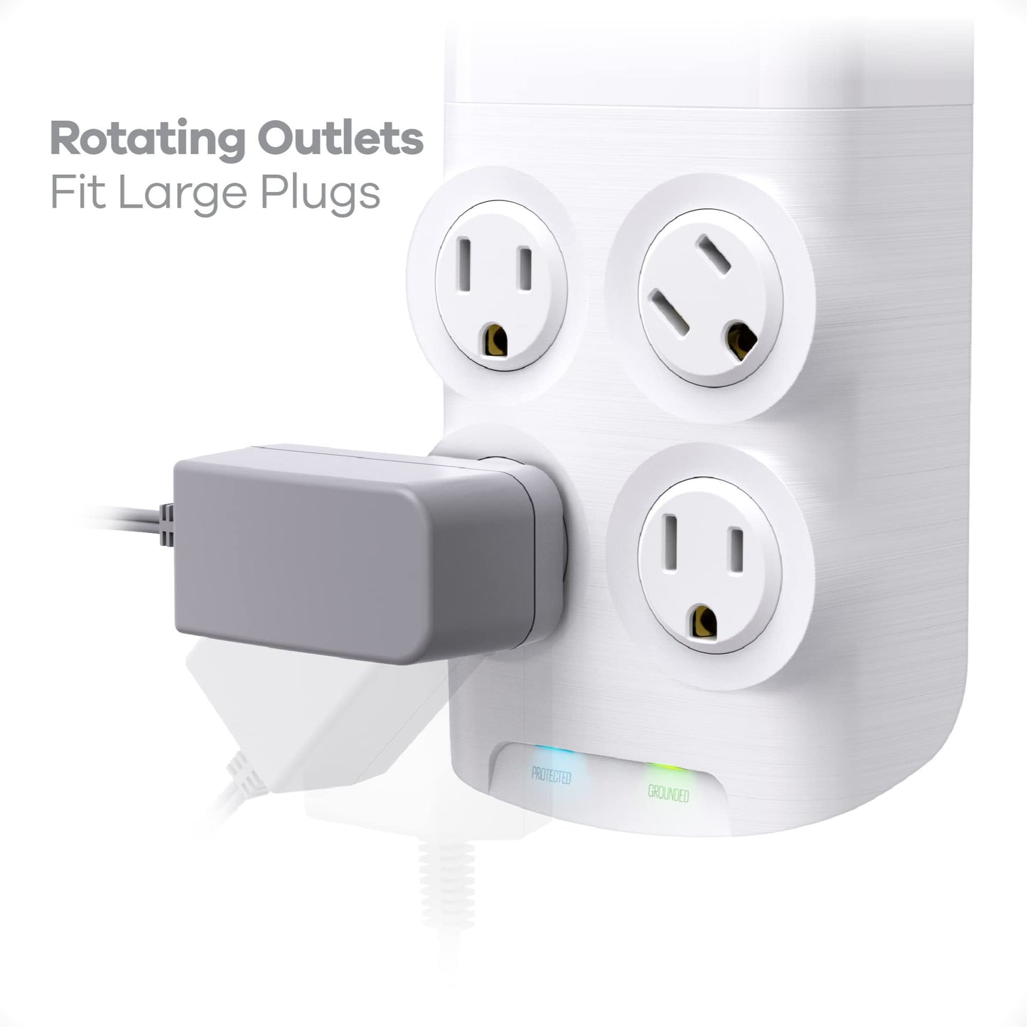 360 Electrical Revolve Wall Tap Power Surge Protector with 4 USB Ports, 4 24 W Rotating Outlets, Multi Plug Outlet Splitter, Adapter for Electric Wall
