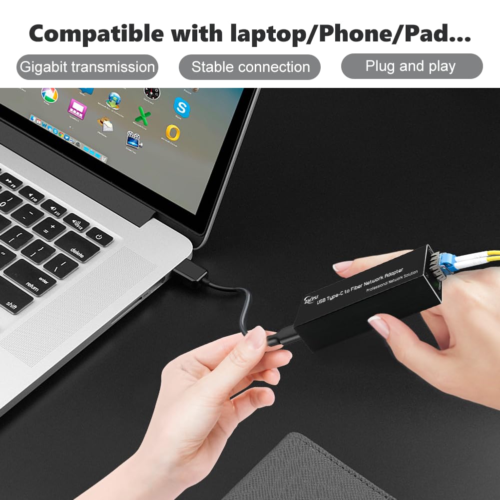 USB 3.0 Type-C to SFP Fiber Network Adapter, DC 5V