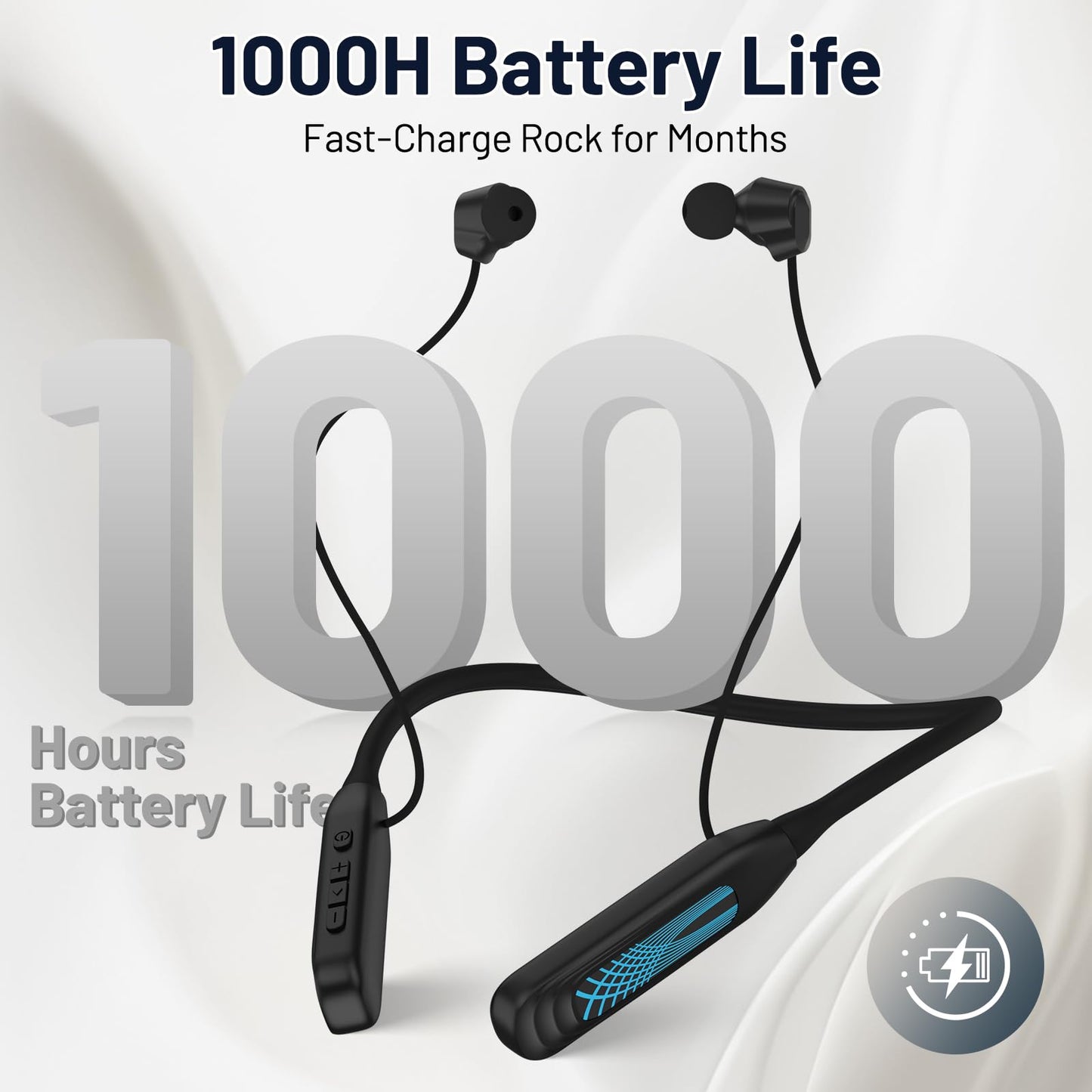 Podity Neckband Bluetooth Headphones, 1000H Extra Battery Life with Display Magnetic Earphones,Wireless Stereo Earbuds with Microphone, Waterproof…