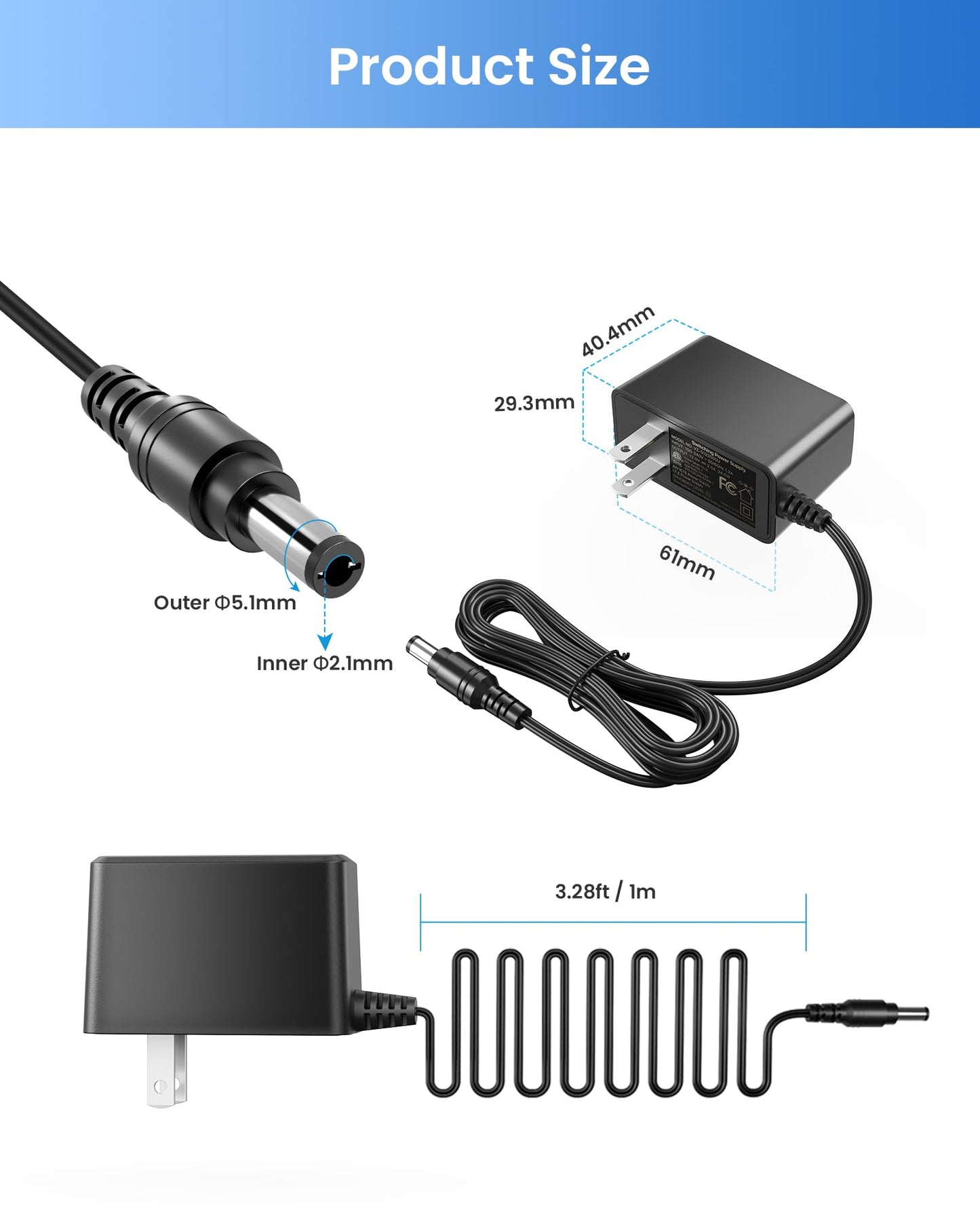 ZOSI 12V 2A 100V-240V US AC to DC Power Supply Adapter & 4-Way Power Splitter Cable for CCTV Home Security Camera Surveillance System