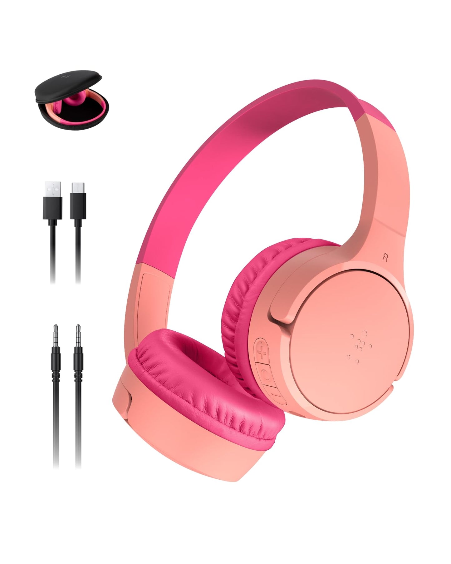 Belkin SoundForm Mini w/Case - Wireless Bluetooth Kids Headphones with 30H Battery Life, 85dB Safe Volume Limit, Built-in Microphone - Kids On-Ear…