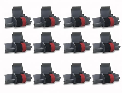 IR-40T x [12 Pack] Black and Red Ink Roller Ribbon Cartridge Compatible with Casio Canon and Sharp Printing Calculators and Cash Registers (12 Pack)