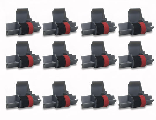 IR-40T x [12 Pack] Black and Red Ink Roller Ribbon Cartridge Compatible with Casio Canon and Sharp Printing Calculators and Cash Registers (12 Pack)