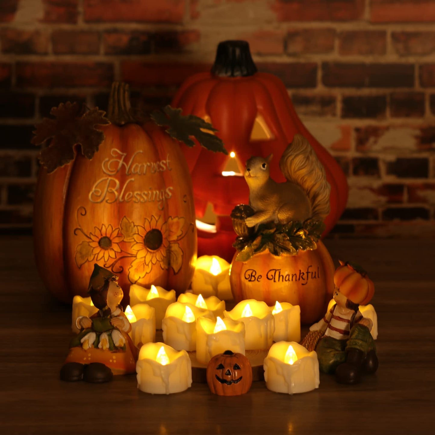 OWLBAY Set of 24 Battery Operated Timer LED Tealight Candles, Flickering Flameless Votive Candles for Halloween/Christmas and Party Decor, 6 Hours On