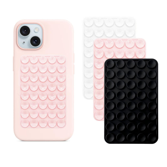 YVOO 3Pcs Silicone Suction Phone Mount with Adhesive Base - Universal Anti-Slip Holder for iPhone, Samsung, Google Pixel & More -Surface Grip for Car