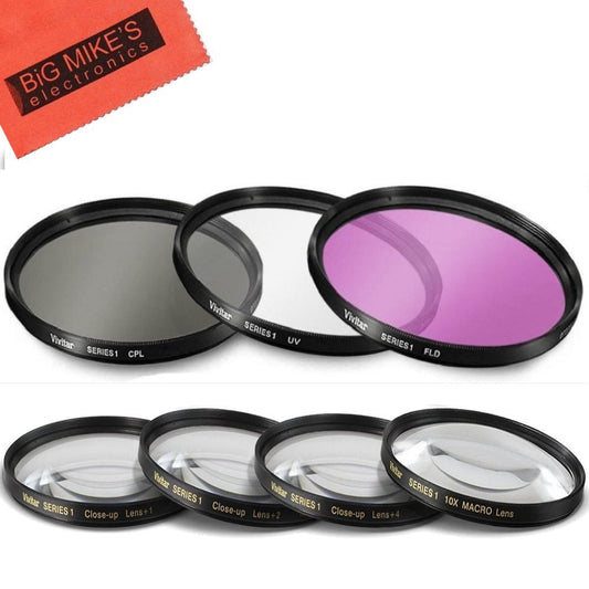 7 Piece 40.5mm Filter Set Includes 3 PC Filter Kit (UV-CPL-FLD) and 4 PC Close Up Filter Set for Sony ZV-E10, Alpha A5000, A5100, A6000, A6300, A6500