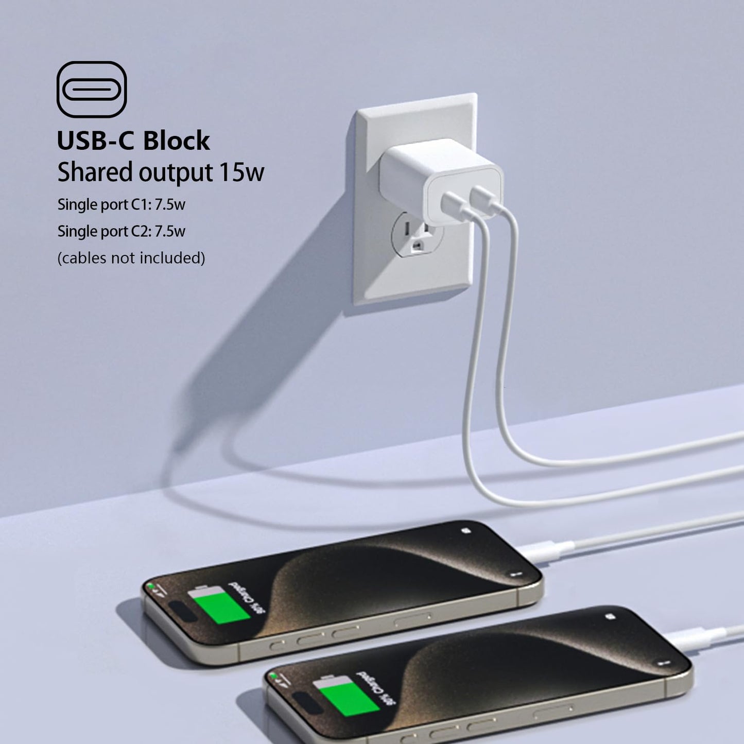 Dual USB C Charger Block for Apple Watch Series 11 10 iWatch iPhone iPad AirPods Pro,Wireless Charger Pad, 2 Port Type C Fast Charging 20W PD Power