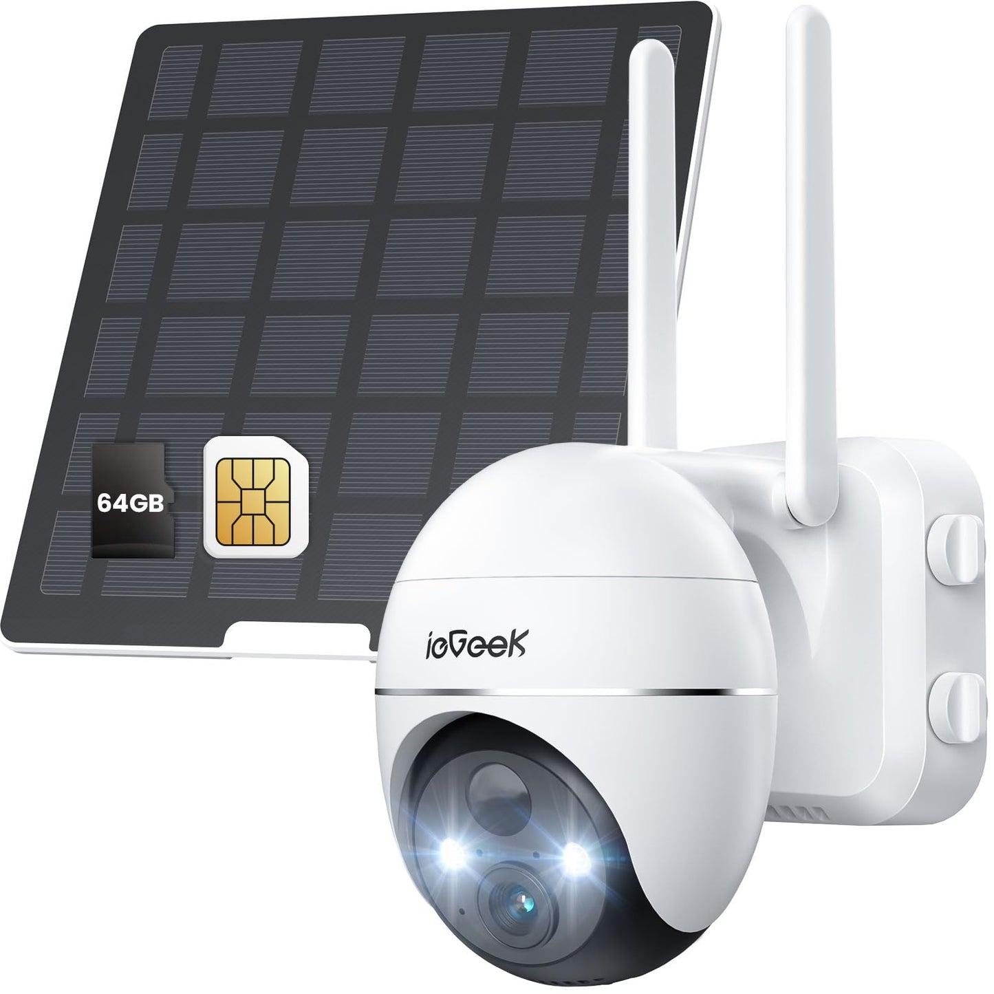 ieGeek 4G LTE Cellular Solar Security Camera Wireless Outdoor,No WiFi Battery Powered Cam with Solar Panel&Memory Card&SIM Card, Siren Alarm