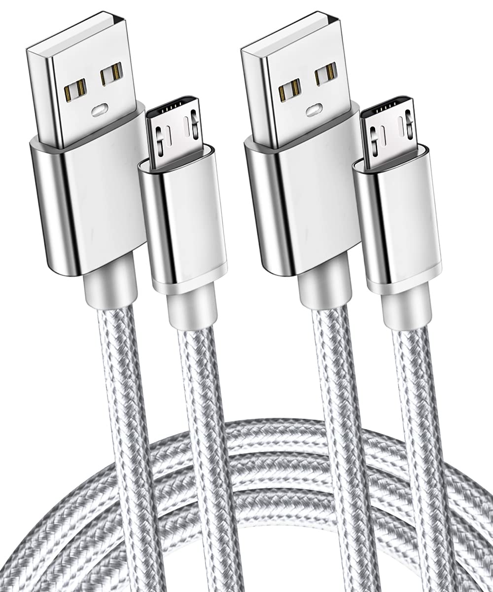 2 Pack 6.5 Ft Extra Long 2.1A Rapid Micro USB Cable for Quick Fast Charging Samsung Galaxy S7 Edge/S6/S5,Note 5/4,LG G4,Motorola Moto E5 G5 Play,PS4
