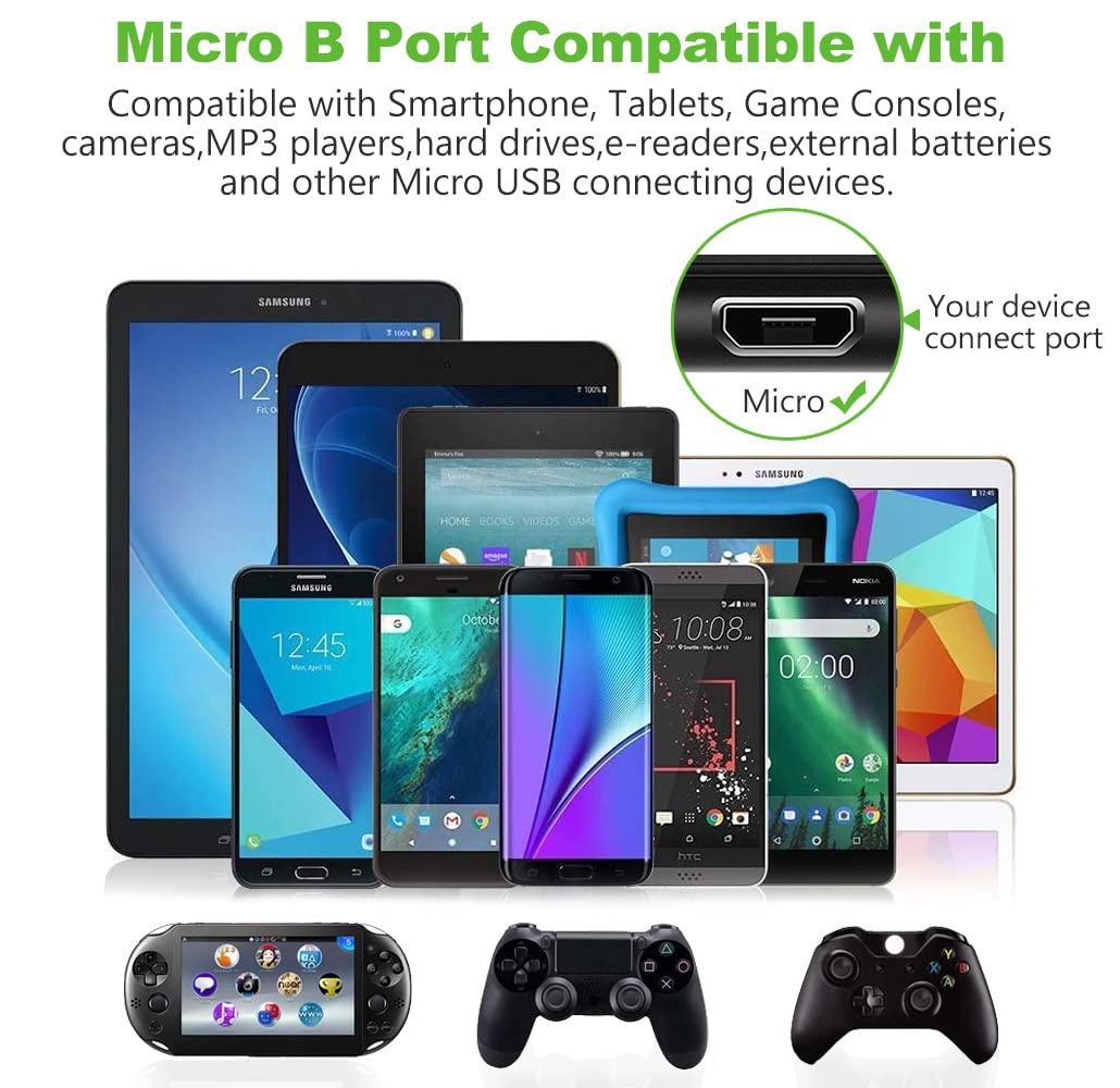 Micro USB Cable, 3Pack 10FT Android Charger Cable Long Nylon Braided Sync and Fast Charging Cord Compatible with Samsung Galaxy S7 S6 Edge, Android