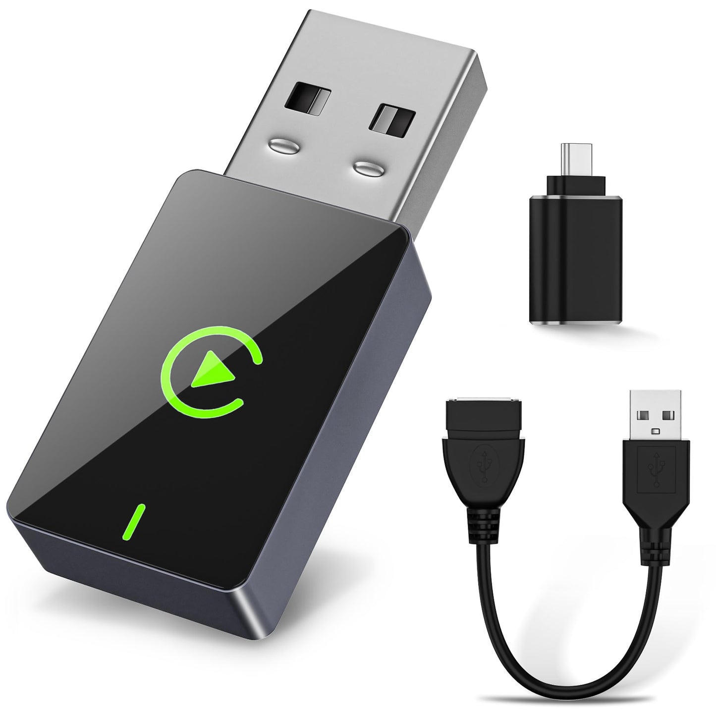 Wireless CarPlay Adapter for Apple iPhone,Compact Design Car Play Adapter Convert Wired Apple CarPlay to Wireless with USB/USB C Port,Plug