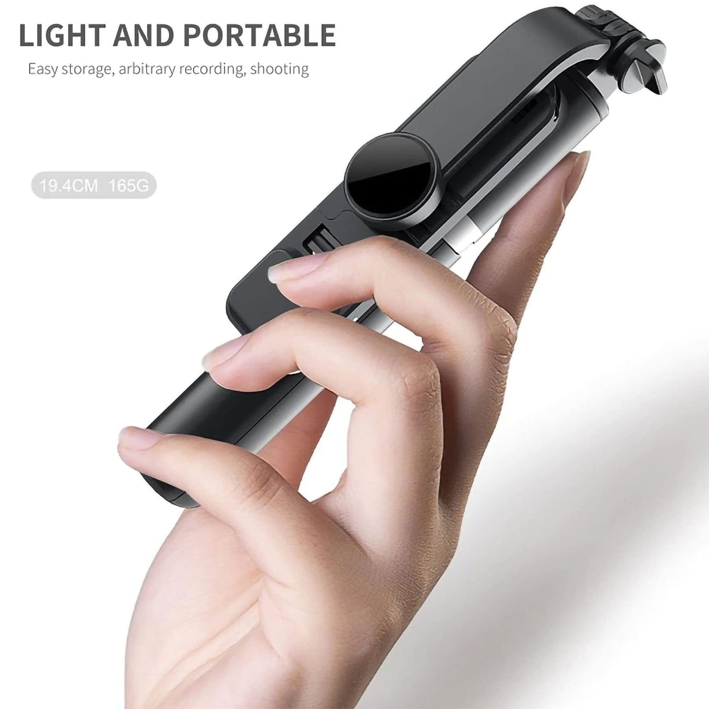 Anvirtue 6 in 1 Wireless Selfie Stick Wireless Foldable Mini Tripod with Fill Light Shutter Remote Control for iOS Android (Black)