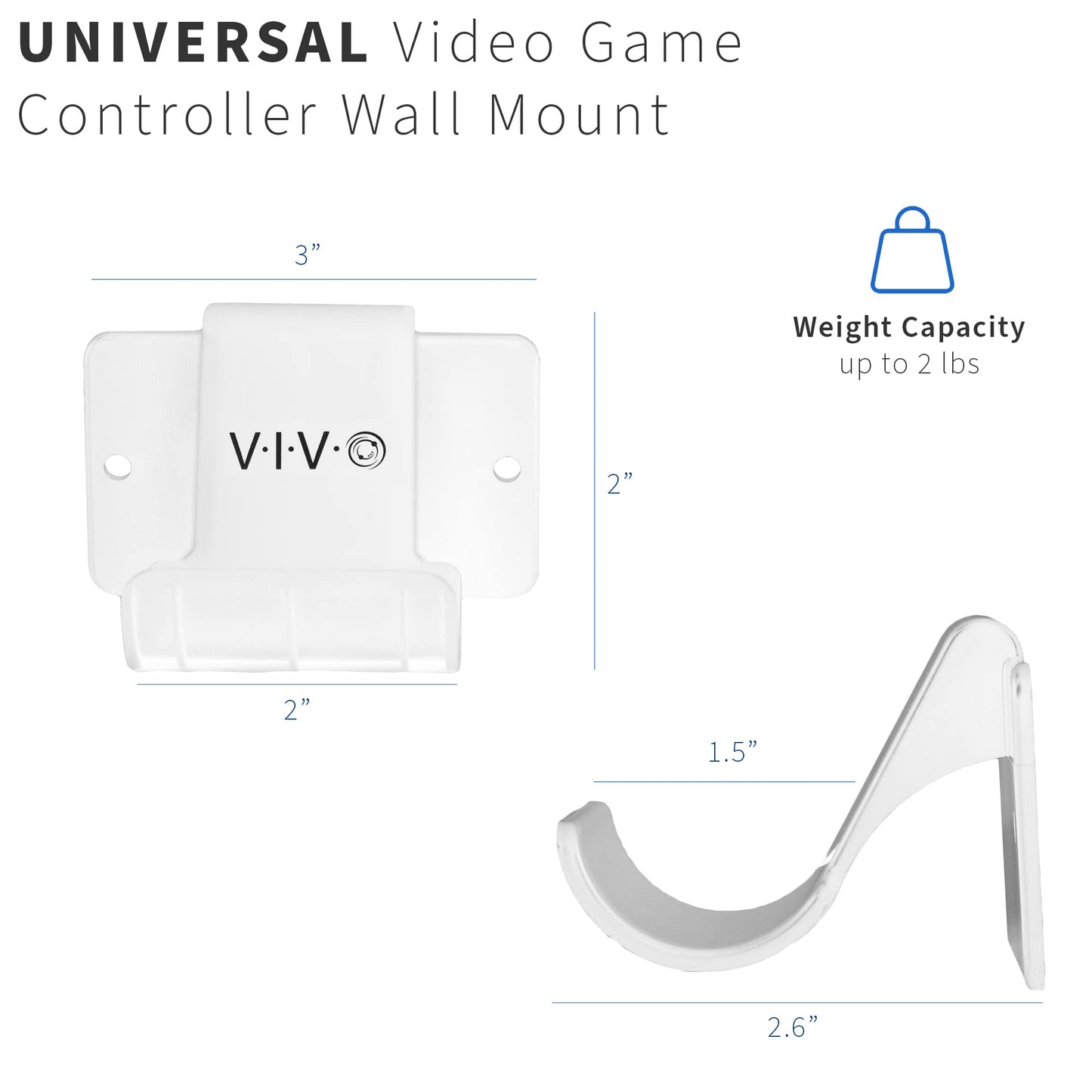 VIVO Universal Video Game Controller Wall Mount Holders, Compatible with PlayStation, Xbox, NVIDIA, Nintendo Switch Controllers, and More, 2-Pack