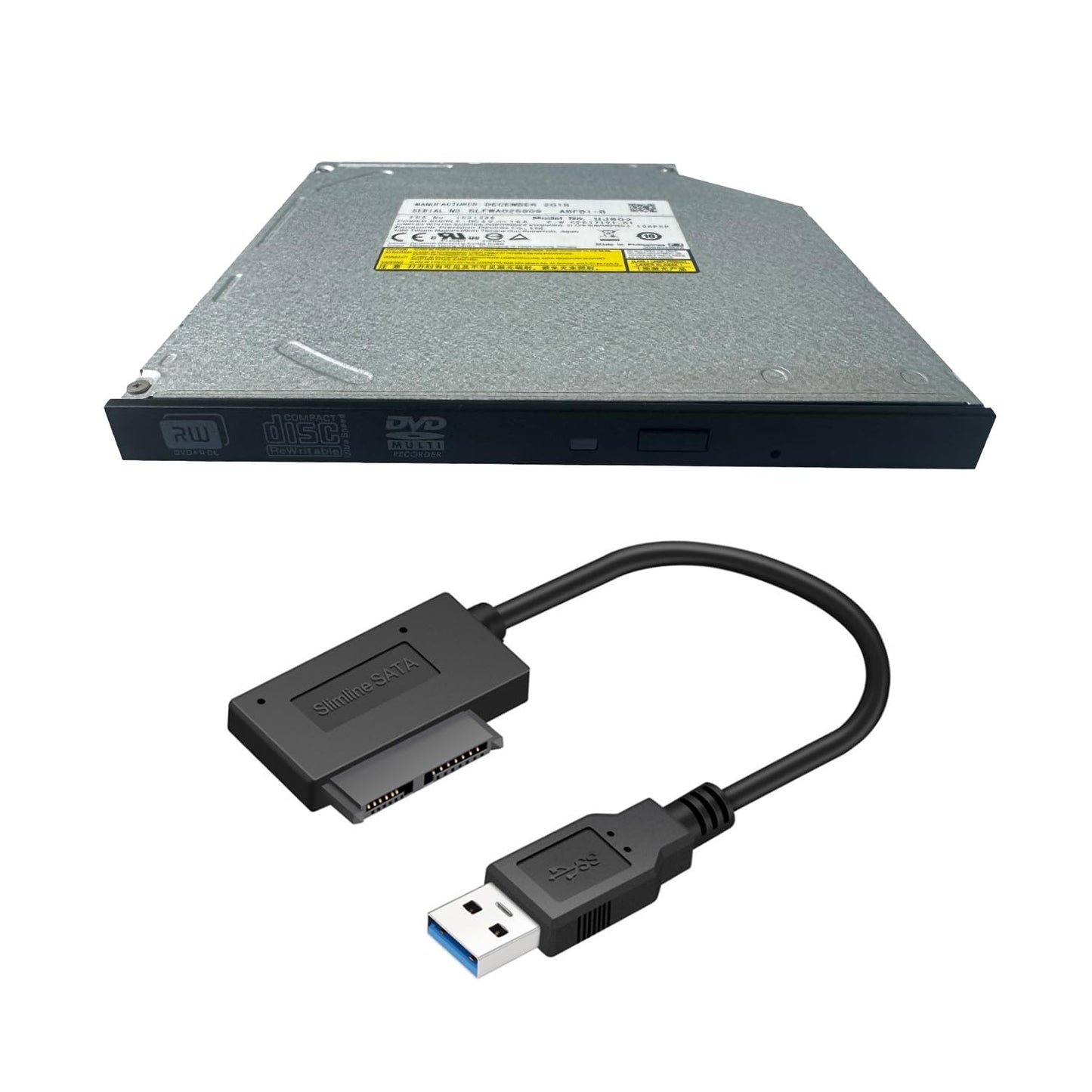 JOYIN-BURN UJ8C2 UJ8E2 UJ8G2 9.5mm Super Slim SATA CD DVD Burner Writer Player ROM Drive for Laptop with USB 3.0 SATA Cable