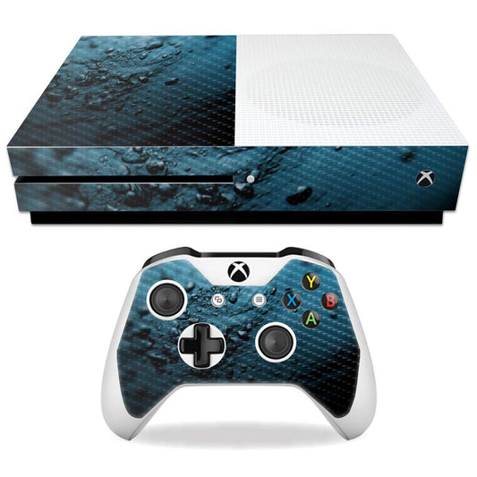 MightySkins Carbon Fiber Skin for Microsoft Xbox One S - Blue Storm | Protective, Durable Textured Carbon Fiber Finish | Easy to Apply, Remove,