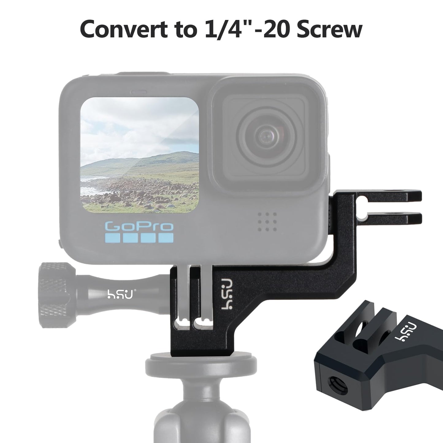 HSU 90 Degree Aluminum Vertical Bracket Adapter Elbow Mount for GoPro Hero 13/12/ 11/10/ 9 Black