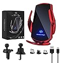 LFNOWN Wireless Car Charger Mount 15W Fast Charging Auto Clamping Car Phone Holder Mount Wireless Charging for Car Air Vent Compatible with All