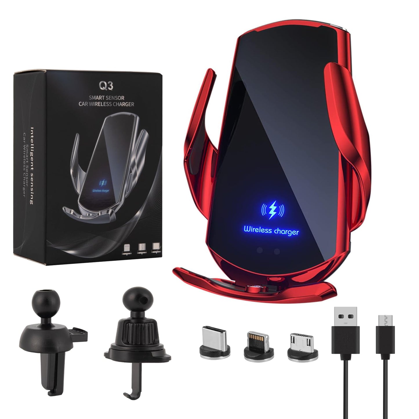 LFNOWN Wireless Car Charger Mount 15W Fast Charging Auto Clamping Car Phone Holder Mount Wireless Charging for Car Air Vent Compatible with All