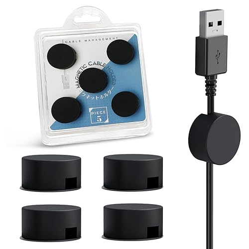 Xuuza Magnetic Cord Holder Silicone, 5-Pack Magnetic Cable Organizer Electronic Clip Wire Holders for Cords, Cable Management Clips for Nightstand