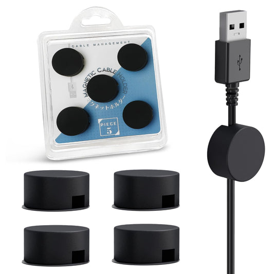 Xuuza Magnetic Cord Holder Silicone, 5-Pack Magnetic Cable Organizer Electronic Clip Wire Holders for Cords, Cable Management Clips for Nightstand