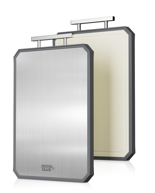 SNOWCLAD Double-Sided Stainless Steel Cutting Board – Large 16x11” Non-Toxic Chopping Board for Meat, Dishwasher Safe