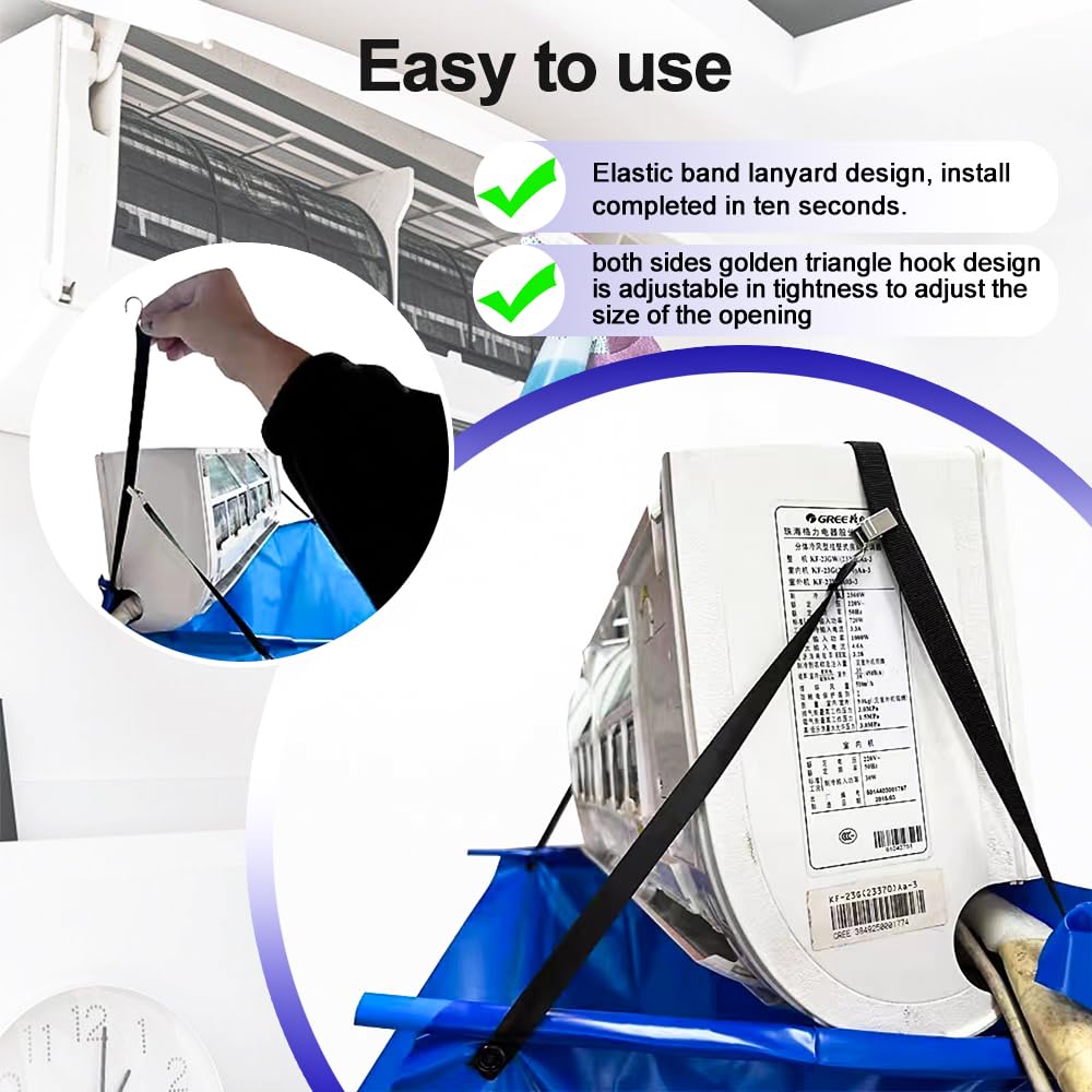 Ac Cleaning Bag With Support Rods, Ac Cleaning Cover With Wider Opening, Waterproof Air Conditioner Cleaning Cover, Split Unit Cleaning Kit, Ac