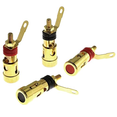 E-outstanding 4PCS 4mm Banana Socket Connector Gold Plated Audio Plug Jack Amplifier Speaker Terminal Spring Loaded Press Cable Audio Power Amplifier