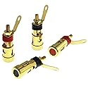 E-outstanding 4PCS 4mm Banana Socket Connector Gold Plated Audio Plug Jack Amplifier Speaker Terminal Spring Loaded Press Cable Audio Power Amplifier