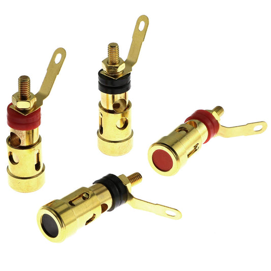 E-outstanding 4PCS 4mm Banana Socket Connector Gold Plated Audio Plug Jack Amplifier Speaker Terminal Spring Loaded Press Cable Audio Power Amplifier