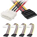 DKARDU 10 Pack SATA to Molex, 4 Pin LP4 Male to 15 Pin SATA Female Power Cable Adapter for SATA Hard Drive DVD Drive, 25cm 10 Inch