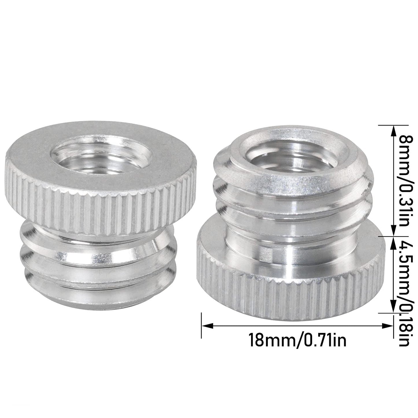 LUORNG 2PCS 3/8'' Female to 5/8'' Male Threaded Screw Adapter for Microphone Stand Mount Tripod Laser Level Adapter