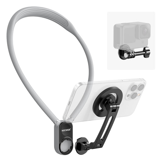 Neewer Magnetic Neck Holder for Action Camera Phone Hands Free Neck Tripod Chest Mount Compatible with GoPro DJI Insta360 iPhone15 Android Neck Phone