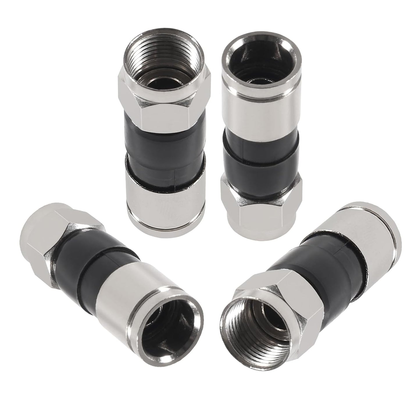 ALMOCN Coaxial Cable Connector 5PCS Right Angle Coaxial Connector + 5PCS RG6 Coax Cable Extender + Black RG6 Compression Connectors for Wall Mounted