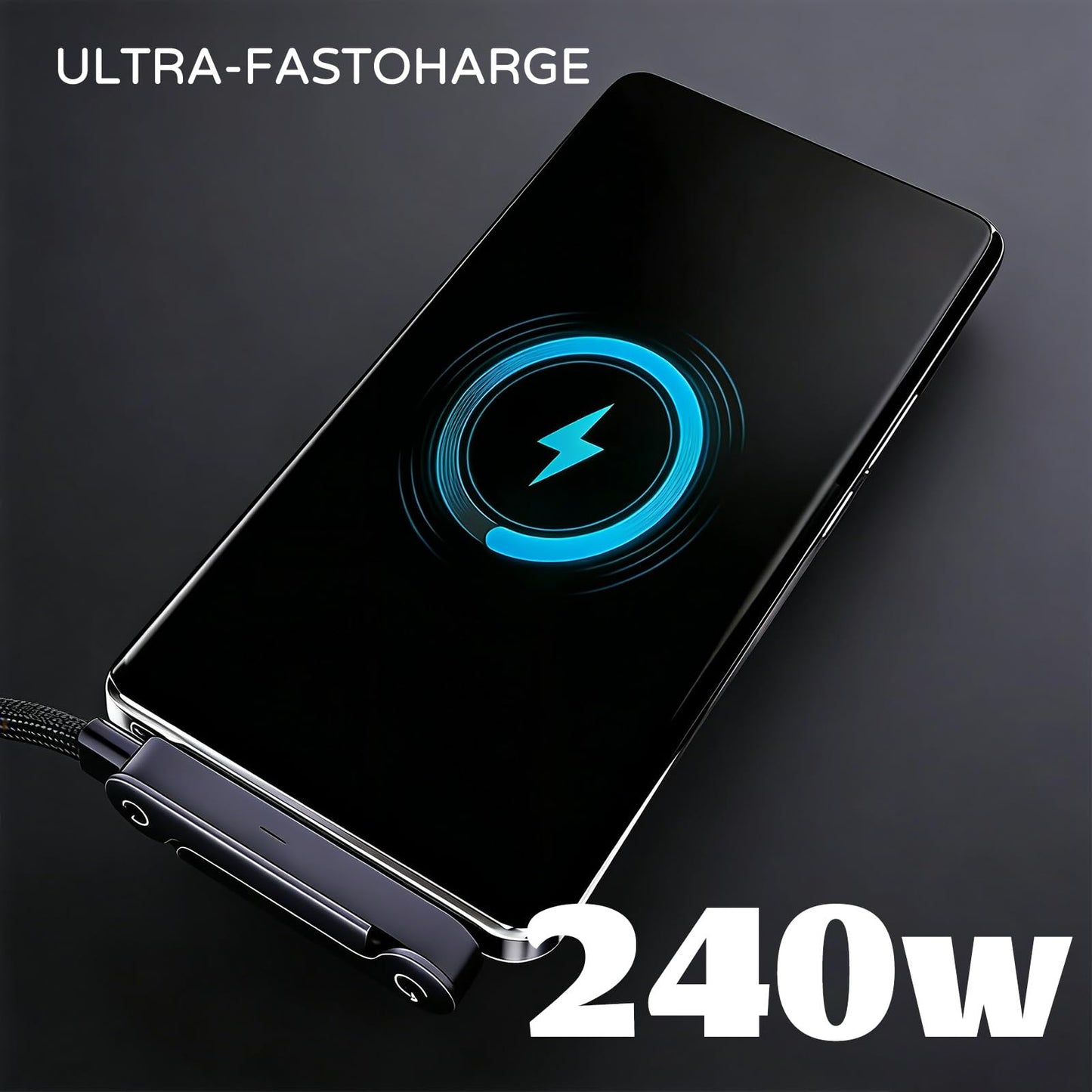 240w Braided Fast Charging Cable with Built-In Phone Stand,Invisible Stand Charging Cable,2026 New Foldable Durable USB-C Cord,90 Degree USB C Cable
