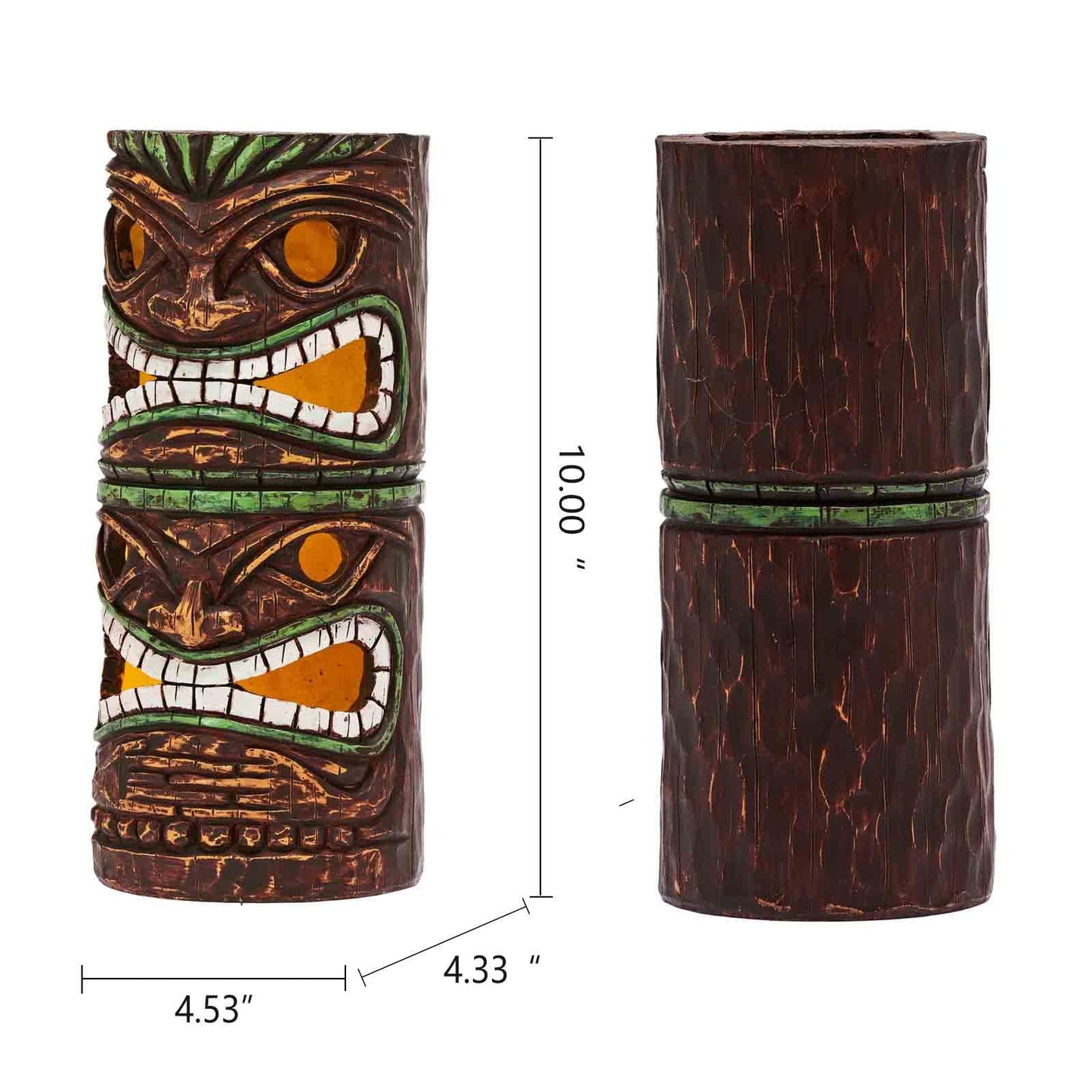 Yiosax Solar Tiki Statue Outdoor Decor-Garden Large Tiki Statue-Solar Totem Pole Tiki Bar Decoration for Lawn Patio Yard,10 Inch Tall