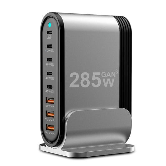 USB C Fast Charger - 285W GaN 8 Port Fast Charging Station Tower Hub for Multiple Devices: Type C Fast Charger Block for MacBook iPad iPhone