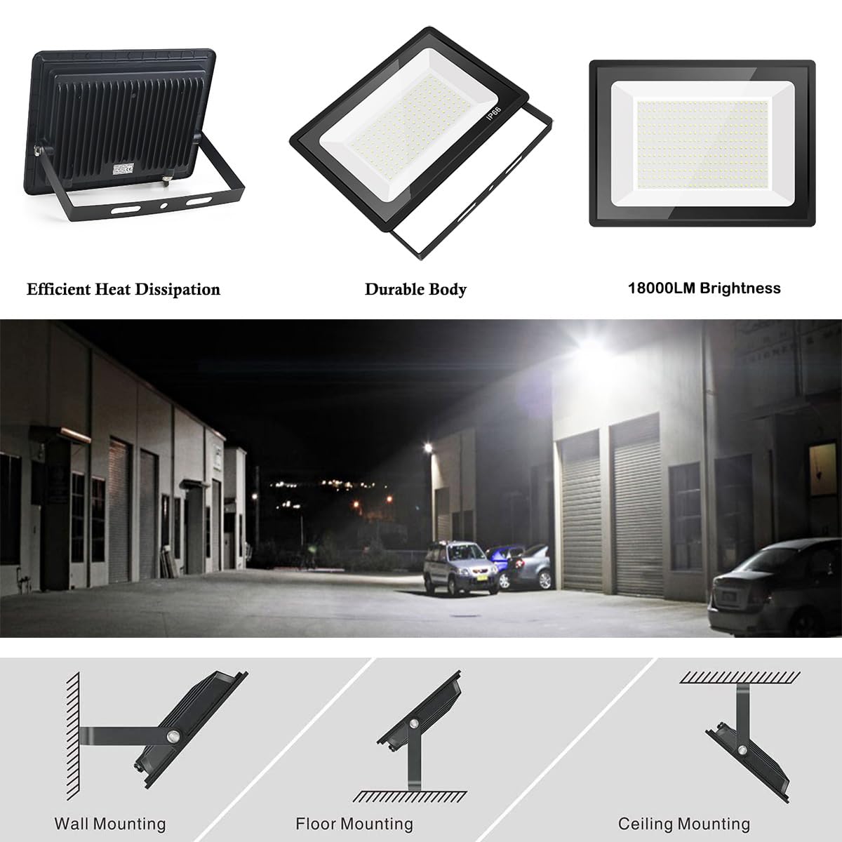 Gopretty 200W LED Flood Light Bulbs 2 Pack, Outdoor Waterproof IP66, 6000K Daylight White, Exteriores Security Floodlights for Yard, Garden, Garage