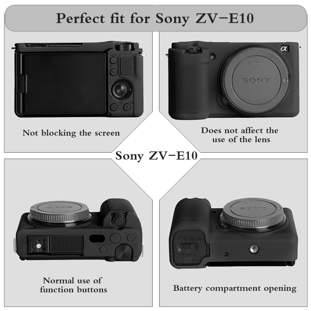 HUADU Screen Protector Compatible for Sony Alpha ZV E10 Vlog Camera,Tempered Glass Film Anti Scratch High Definition and Soft Silicone Case for ZVE10