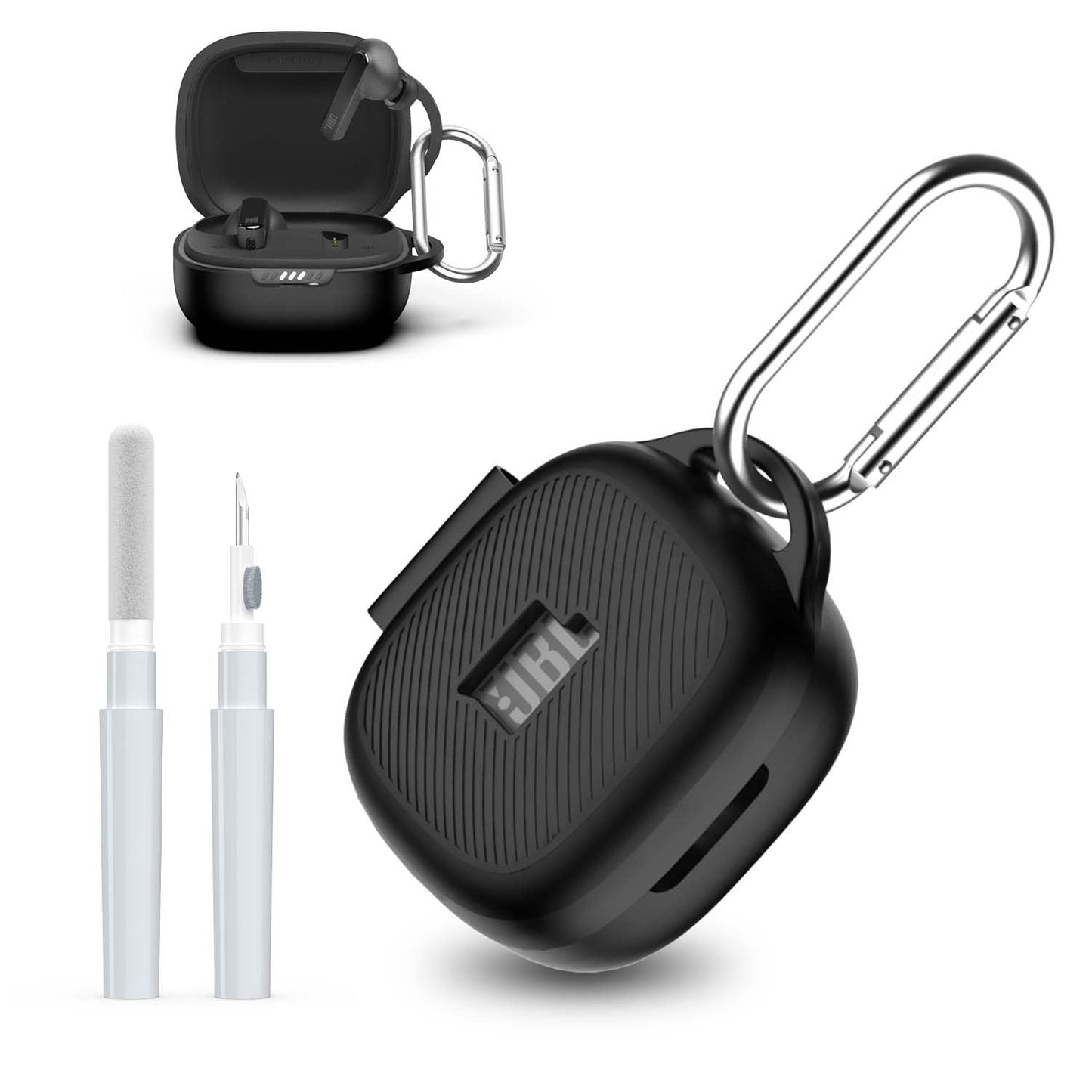 AGENTNANO [3 in 1] for JBL Live Pro 2 Case Cover with Cleaner kit, Logo Visible Design Scratch Resistant Shockproof Silicone Protective Cover for JBL