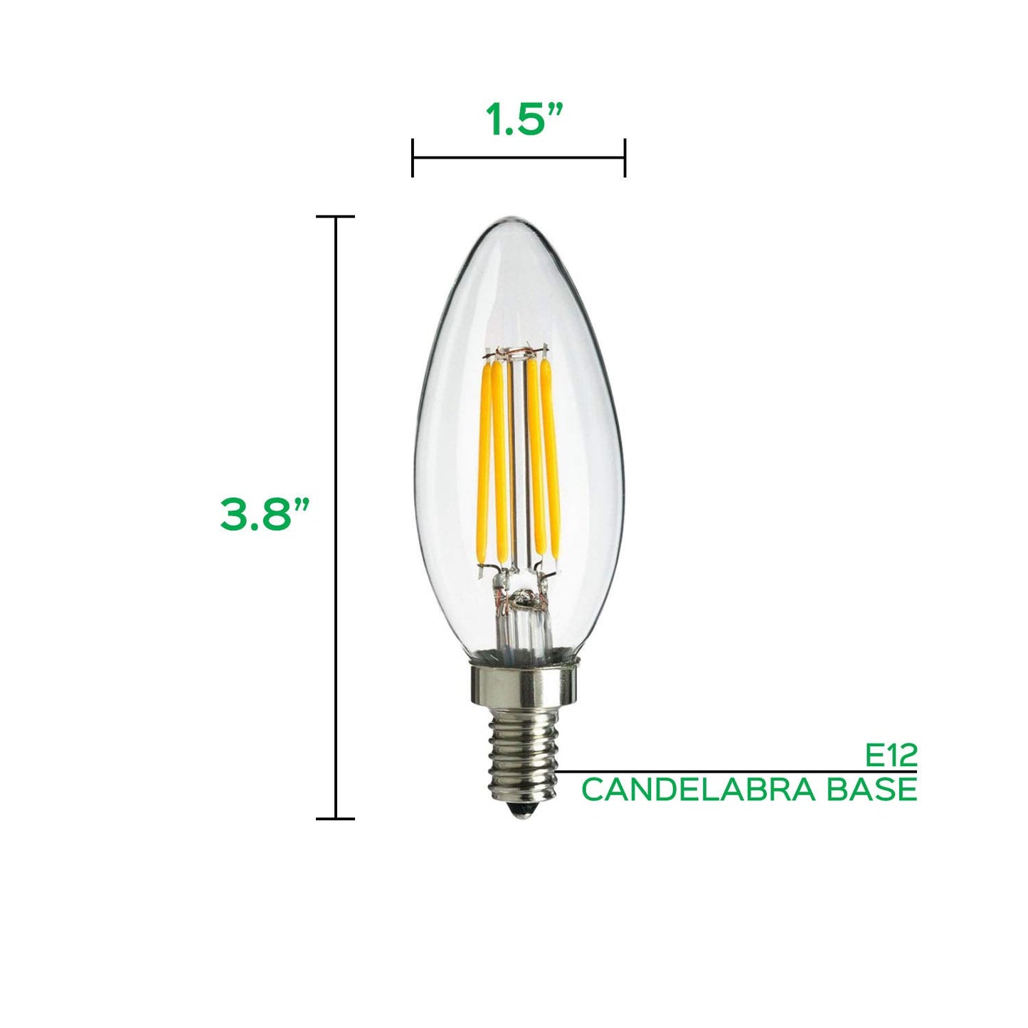 MaxLite Candelabra LED Chandelier Bulbs, 40W Equivalent, Enclosed Fixture Rated, 300 Lumens, Dimmable Filament Candle Bulbs, E12 Base, Energy Star