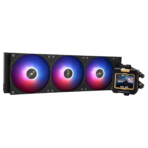 Thermalrlght FW360 Black ARGB CPU Water Cooler with 3 PWM Fans with 2000RPM,IPS LCD Screen with 320 * 240 Resolution,Liquid CPU Cooler,CPU PC Aio