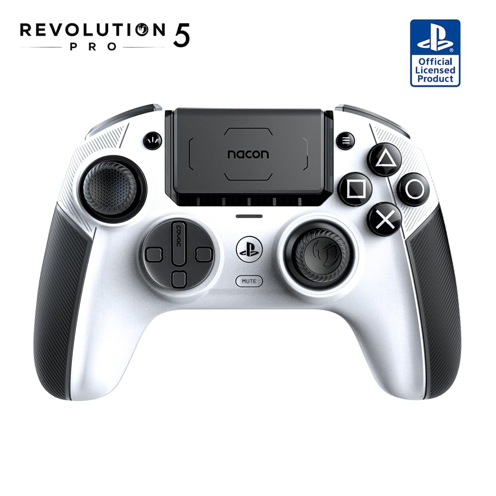 NACON Revolution 5 Pro Officially Licensed PlayStation Wireless Gaming Controller for PS5 / PS4 / PC - Hall Effect, Trigger Stops, Mappable Buttons