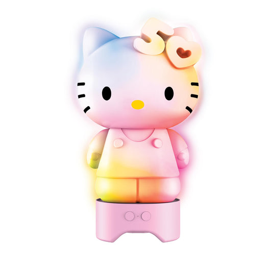 Hello Kitty 50th Anniversary Bluetooth Glowing Speaker - Multicolor LED Lights, Amplified Audio, Rechargeable Battery - Cute Portable Wireless Speaker