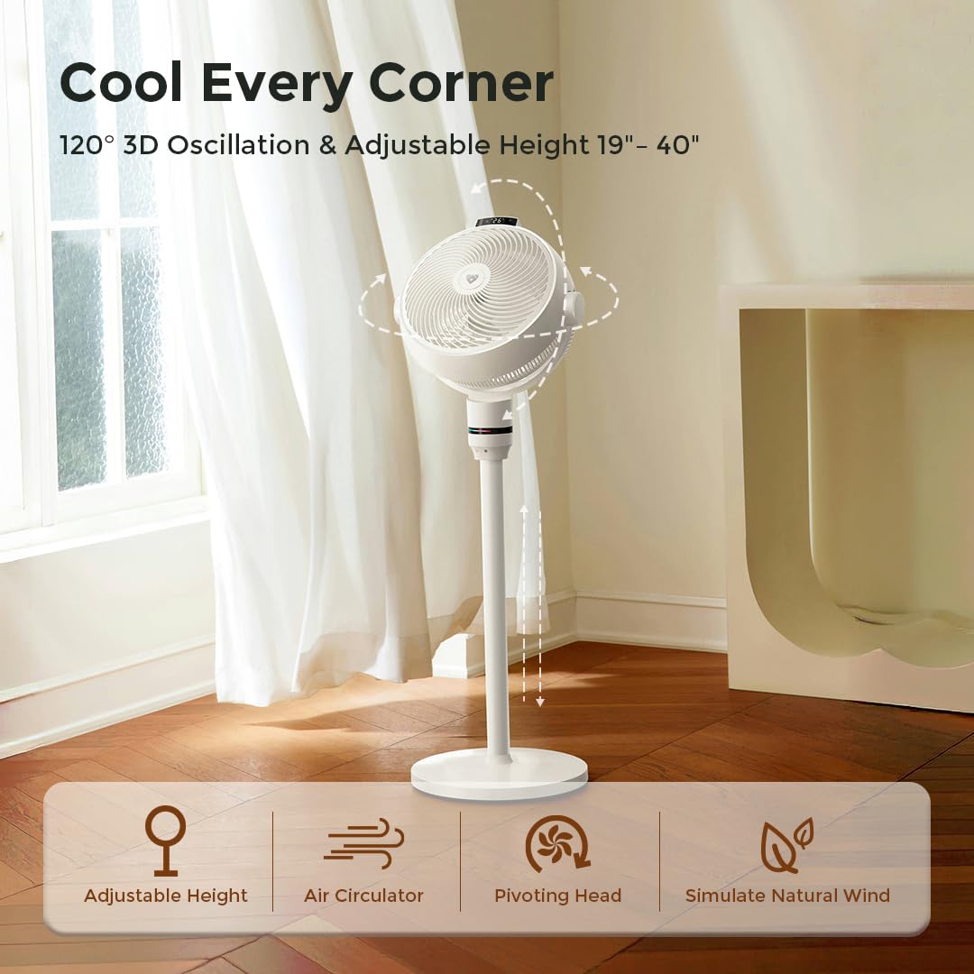 Airdog SF3 Smart Pedestal Fan Air Circulator with Temperature Sensor Remote