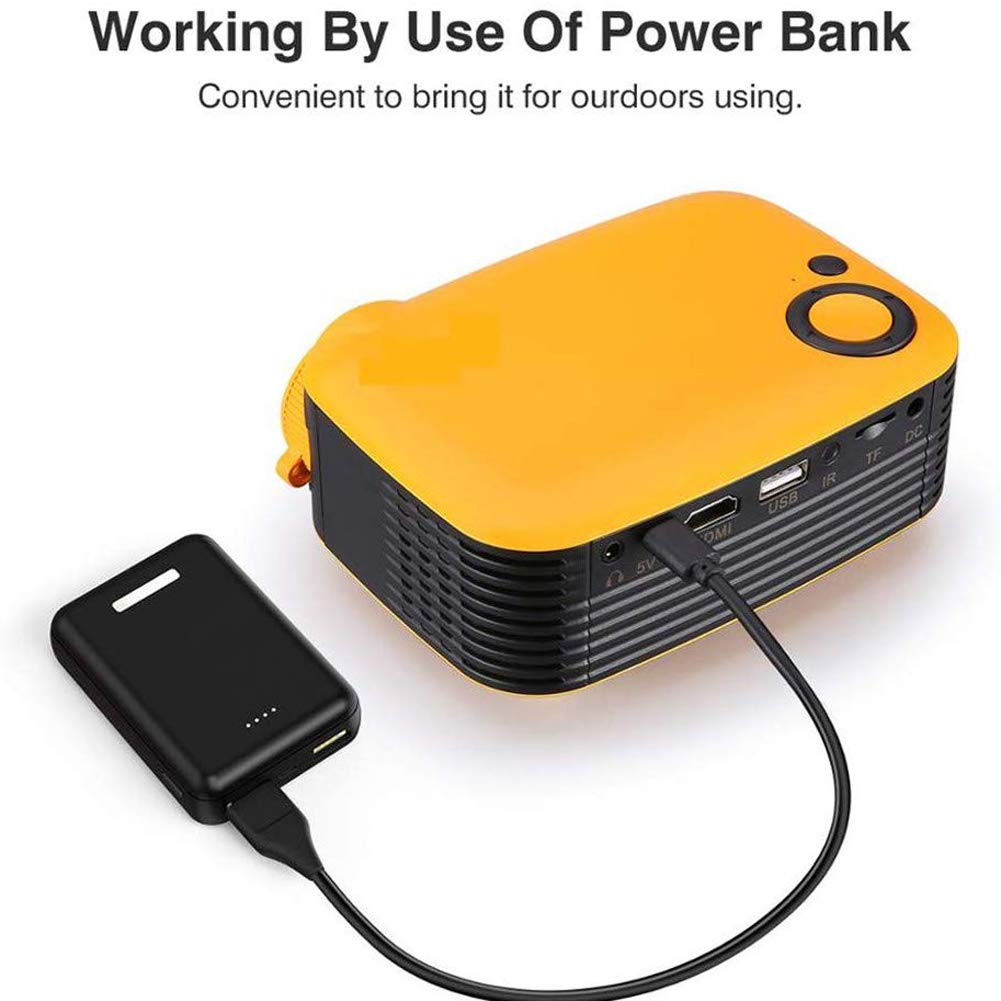 XNASU Mini Portable Projector, 800 Lumen Supports 1080P LCD 50,000 Hours Lamp Life Home Theater Video Projector Support Power Bank,