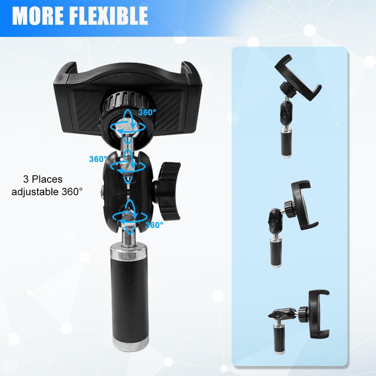 JCTRIWAY Tripod Phone Mount, Universal Phone Holder for Tripod, Cell Phone Tripod Mount Adapter Multi Angle Adjustment Tripod Phone Holder for iPhone