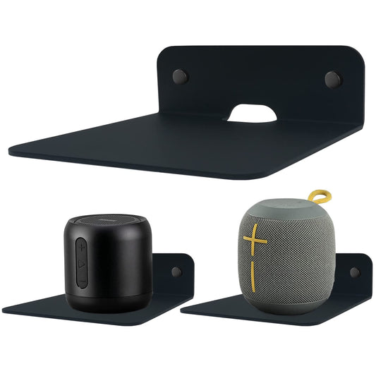 WISDING Small Floating Shelves, 4.25'' Wall Metal Speaker Mount Shelves for Bluetooth Speaker, Webcam, Cell Phones, Mesh Router, Toy Display Shelf