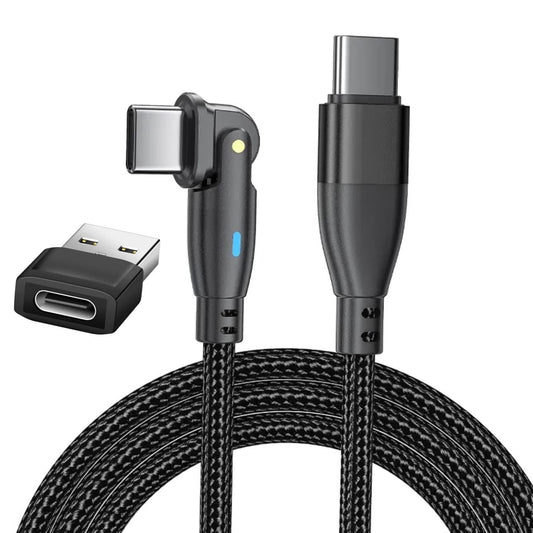 USB C to USB C Fast Charging Cable 6FT PD 60W with USB A Adapter - 180° Rotating Nylon Braided Type-C Charger Cord, Fast Charge & Data Transfer